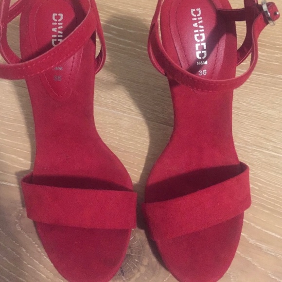 Red One Strap Heels - Picture 5 of 6